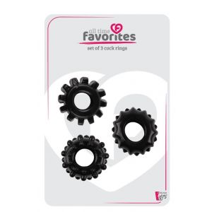 Набор из 3 черных эрекционных колец SET OF 3 COCKRINGS