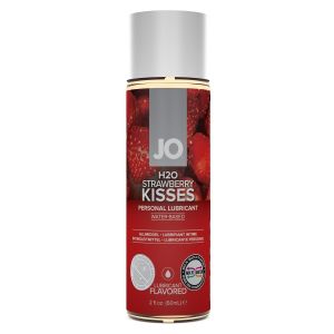 Лубрикант на водной основе с ароматом клубники JO Flavored Strawberry Kisses - 60 мл.