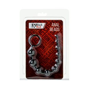 Чёрная гибкая анальная цепочка Black&Red - 31 см.