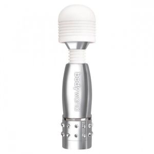 Серебристый жезловый мини-вибратор с кристаллами Mini Massager Silver Edition