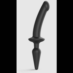 Черный двусторонний фаллоимитатор Strap-On-Me Dildo Plug-In Switch size S