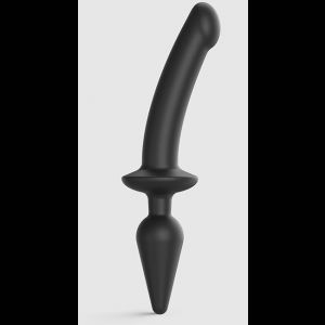 Черный двусторонний фаллоимитатор Strap-On-Me Dildo Plug-In Switch size L