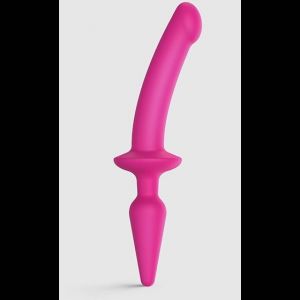 Розовый двусторонний фаллоимитатор Strap-On-Me Dildo Plug-In Switch size S