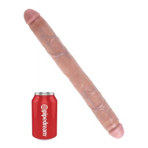 Телесный двусторонний фаллоимитатор 16  Thick Double Dildo - 40,6 см.