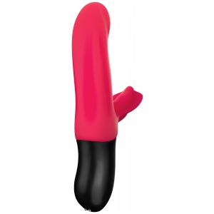 Красный пульсатор с клиторальным лепестком Bi Stronic Fusion - 21,5 см.