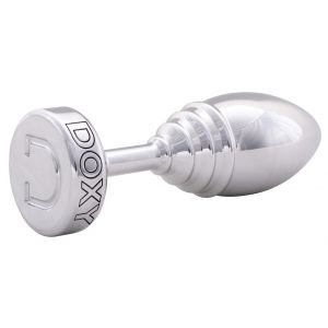 Серебристая анальная втулка Doxy Ribbed Butt Plug - 10,5 см.