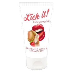 Лубрикант на водной основе Lick it! Sparkling Wine and Strawberry с ароматом клубники и шампанского - 50 мл.