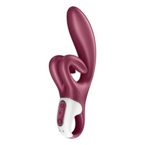 Бордовый вибратор-кролик Touch me - 21,2 см.
