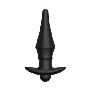 Черная перезаряжаемая анальная пробка №08 Cone-shaped butt plug - 13,5 см.