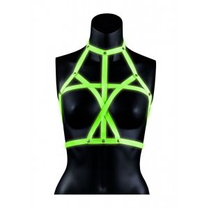 Портупея Bra Harness с неоновым эффектом - размер L-XL