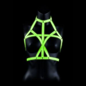 Портупея Bra Harness с неоновым эффектом - размер L-XL