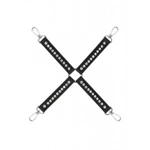 Черный крестообразный фиксатор Diamond Studded Hogtie