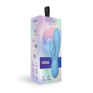 Голубой вибратор-кролик из силикона Isida - 21 см.