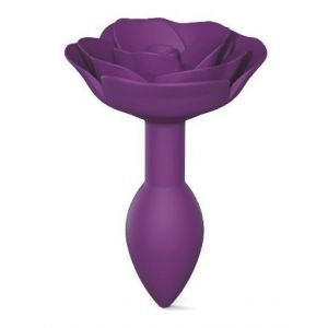 Фиолетовая анальная пробка с ограничителем-розой Open Rose Size S Butt Plug
