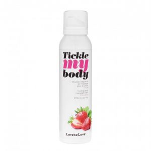 Массажная хрустящая пенка Tickle My Body Strawberry с ароматом клубники - 150 мл.