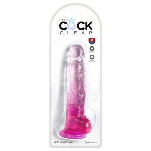 Розовый фаллоимитатор с мошонкой на присоске 8’’ Cock with Balls - 22,2 см.