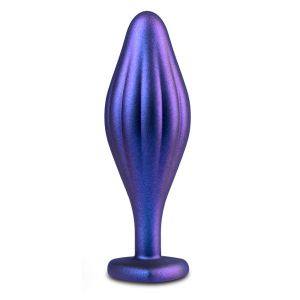 Фиолетовая анальная пробка с кристаллом-сердцем Matrix Wavy Bling Plug - 11,4 см.