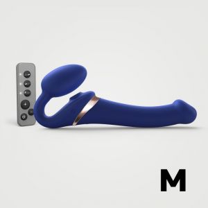 Синий безремневой страпон Multi Orgasm Size M с клиторальной стимуляцией