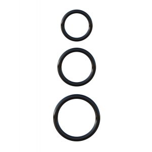 Набор из трех черных эрекционных колец Silicone 3-Ring Stamina Set