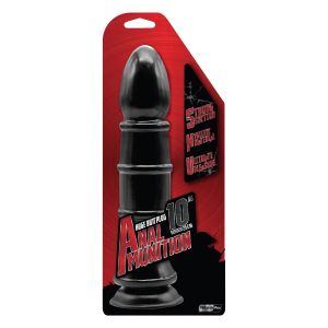 Чёрный анальный фаллоимитатор с рёбрышками Anal Munition Huge Butt Plug - 28,5 см.