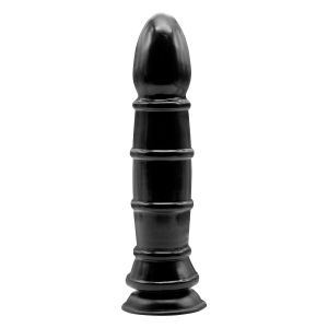 Чёрный анальный фаллоимитатор с рёбрышками Anal Munition Huge Butt Plug - 28,5 см.