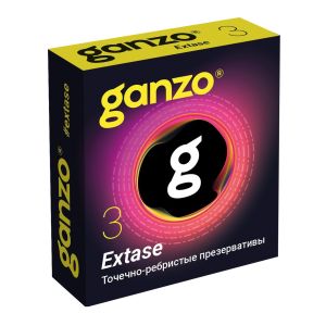 Презервативы анатомической формы с точечной и ребристой структурой Ganzo Extase - 3 шт.