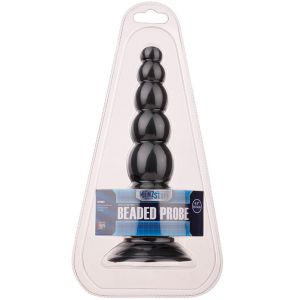 Чёрная анальная пробка-ёлочка MENZSTUFF BEADED PROBE - 16,5 см.