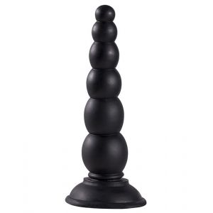 Чёрная анальная пробка-ёлочка MENZSTUFF BEADED PROBE - 16,5 см.