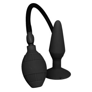 Чёрная анальная втулка с функцией расширения Large Inflatable Plug - 14,5 см.