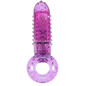 Фиолетовое эрекционное кольцо с вибрацией и пальчиком OYEAH PURPLE