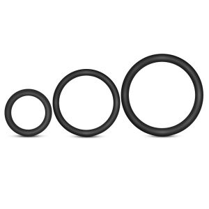 Набор из 3 черных эрекционных колец Cock Ring Set