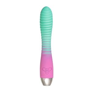Мятно-розовый вибратор с изогнутой головкой Azalia - 20,5 см.