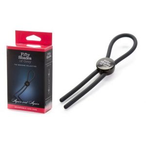 Тёмно-серое эрекционное кольцо с зажимом Again and Again Adjustable Cock Ring