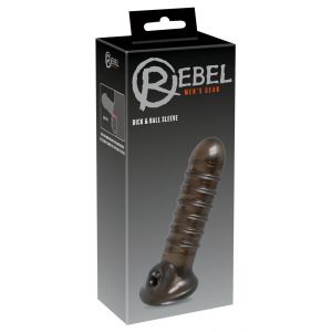 Насадка на пенис Rebel smoke с рёбрышками и отверстием под мошонку