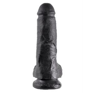 Чёрный фаллоимитатор 8  Cock with Balls - 21,3 см.