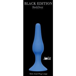 Синяя анальная пробка Slim Anal Plug Large - 12,5 см.