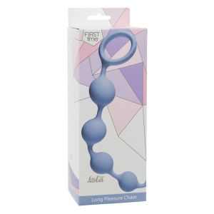 Голубая анальная цепочка Long Pleasure Chain - 35 см.