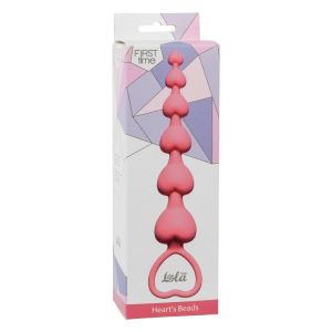Розовая анальная цепочка Heart s Beads Pink - 18 см.