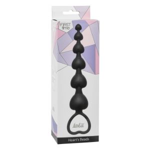 Чёрная анальная цепочка Heart s Beads Black - 18 см.