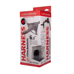 Насадка-фаллоимитатор на кожаных трусиках Harness Ultra Realistic 6,5  - 18,5 см.