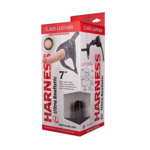 Насадка-фаллоимитатор на кожаных трусиках Harness Ultra Realistic 7  - 18 см.