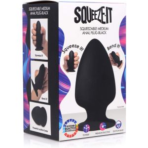 Черная мягкая анальная пробка Squeezable Medium Anal Plug - 11 см.