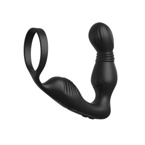 Черный вибростимулятор простаты с эрекционным кольцом Ass-Gasm Pro P-Spot Milker