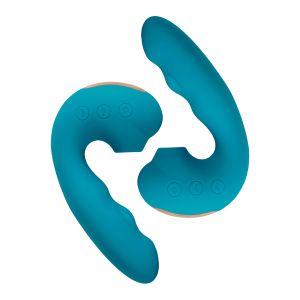 Голубой вибратор Tara с вакуумной стимуляцией и функцией постукивания