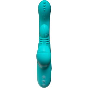 Зеленый инновационный вибратор-кролик Sensa Sway с технологией массажа на 360 градусов - 25 см.