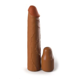Коричневая насадка на член 2  Silicone X-tension - 20,3 см.