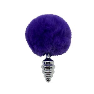 Анальная пробка Metal Anal Fluffly Twist Plug S с фиолетовым хвостиком