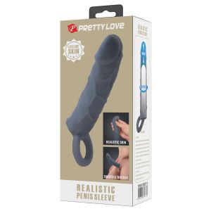 Серая удлиняющая насадка на пенис Large - 18 см.