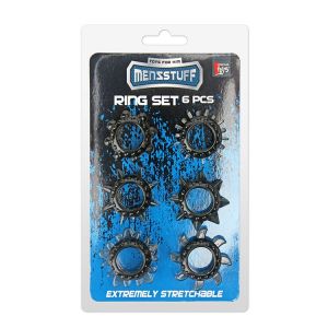 Набор из 6 дымчатых эрекционных колец MENZSTUFF 6PC STRECHEABLE RING SET