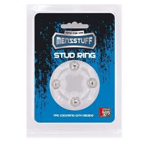 Эрекционное кольцо с 4 бусинами MENZSTUFF STUD RING CLEAR